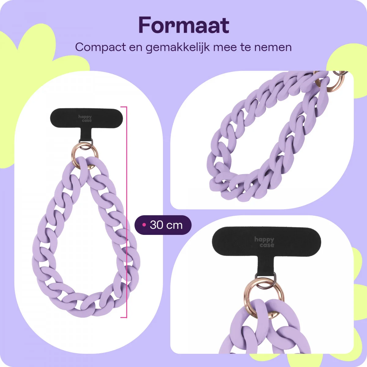HappyCase Madeira Universele Ketting Armband Telefoonkoord (30CM) Paars afbeelding 3