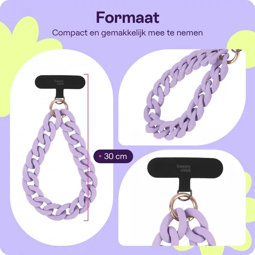 HappyCase Madeira Universele Ketting Armband Telefoonkoord (30CM) Paars afbeelding 3