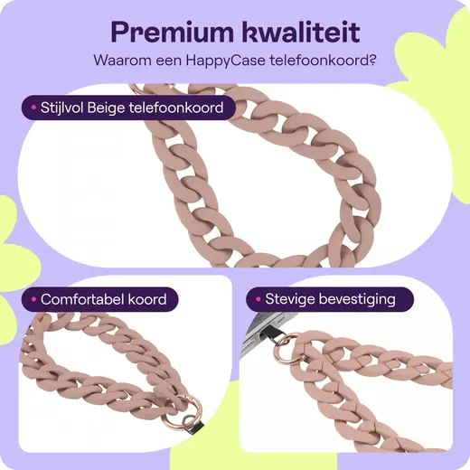 HappyCase Madeira Universele Ketting Armband Telefoonkoord (30CM) Beige afbeelding 2