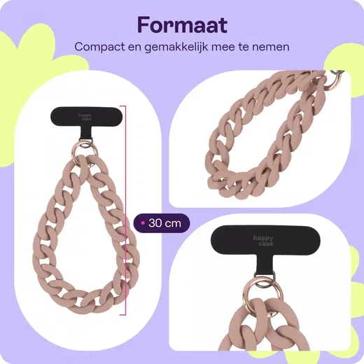 HappyCase Madeira Universele Ketting Armband Telefoonkoord (30CM) Beige afbeelding 3