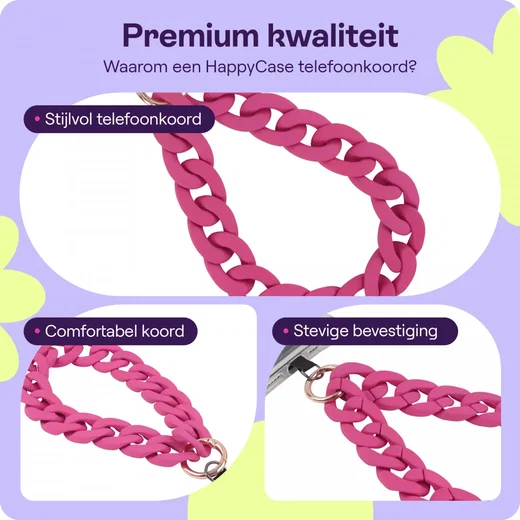 HappyCase Madeira Universele Ketting Armband Telefoonkoord (30CM) Roze afbeelding 2