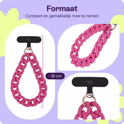 HappyCase Madeira Universele Ketting Armband Telefoonkoord (30CM) Roze afbeelding 3
