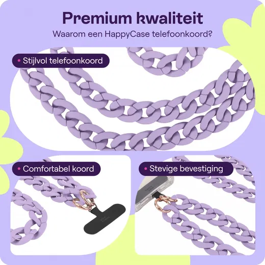 HappyCase Madeira Universele Crossbody Ketting Telefoonkoord (120CM) Paars afbeelding 2