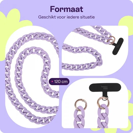 HappyCase Madeira Universele Crossbody Ketting Telefoonkoord (120CM) Paars afbeelding 3