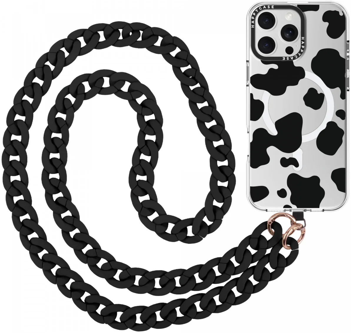 HappyCase Madeira Universele Crossbody Ketting Telefoonkoord (120CM) Zwart afbeelding 1