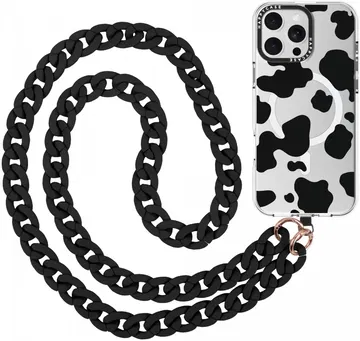 HappyCase Madeira Universele Crossbody Ketting Telefoonkoord (120CM) Zwart