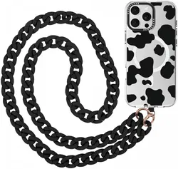 HappyCase Madeira Universele Crossbody Ketting Telefoonkoord (120CM) Zwart afbeelding
