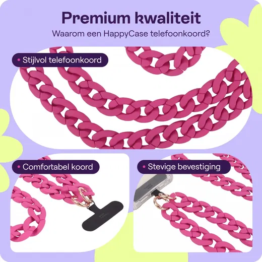 HappyCase Madeira Universele Crossbody Ketting Telefoonkoord (120CM) Roze afbeelding 2