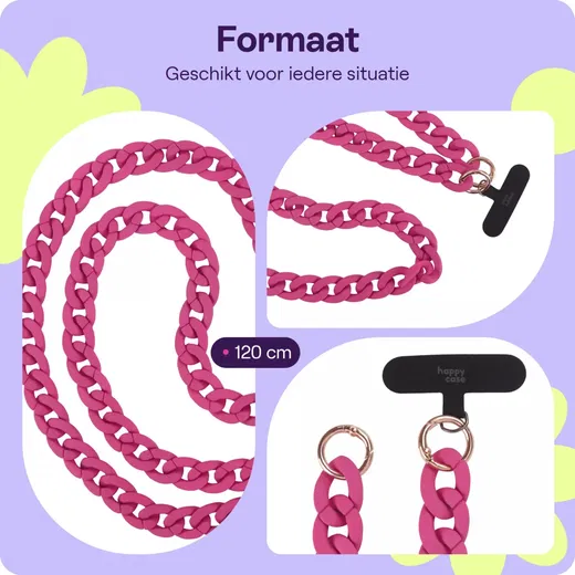 HappyCase Madeira Universele Crossbody Ketting Telefoonkoord (120CM) Roze afbeelding 3