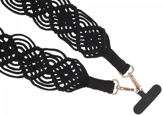 HappyCase Ibiza Universeel Stoffen Crossbody Telefoonkoord (120CM) Zwart afbeelding 11