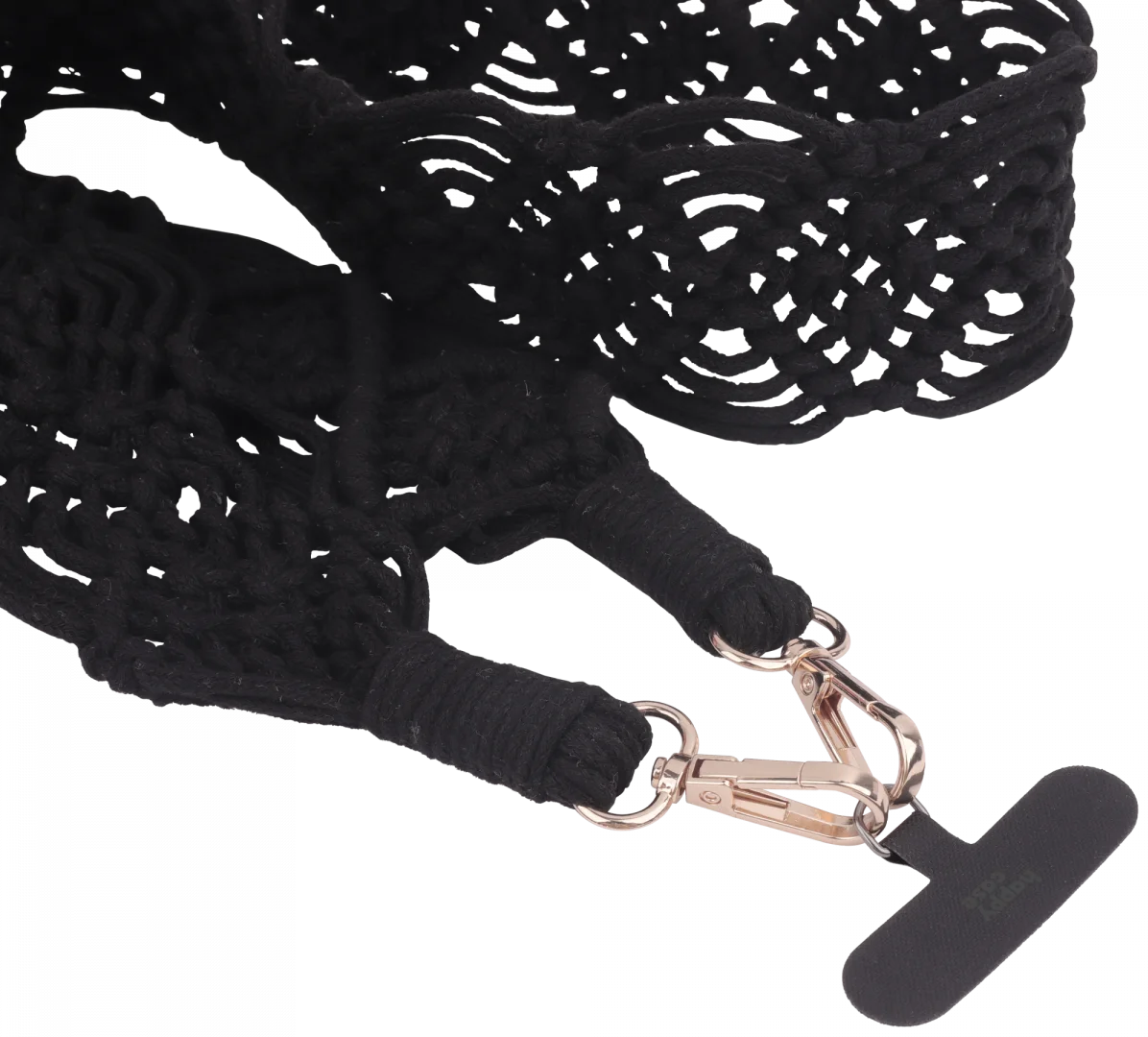 HappyCase Ibiza Universeel Stoffen Crossbody Telefoonkoord (120CM) Zwart afbeelding 10