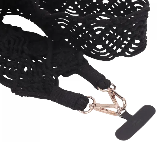 HappyCase Ibiza Universeel Stoffen Crossbody Telefoonkoord (120CM) Zwart afbeelding 10