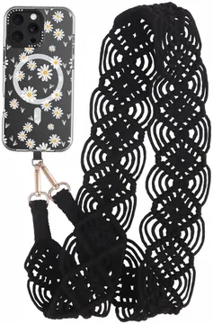 HappyCase Ibiza Universeel Stoffen Crossbody Telefoonkoord (120CM) Zwart