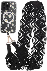 HappyCase Ibiza Universeel Stoffen Crossbody Telefoonkoord (120CM) Zwart afbeelding