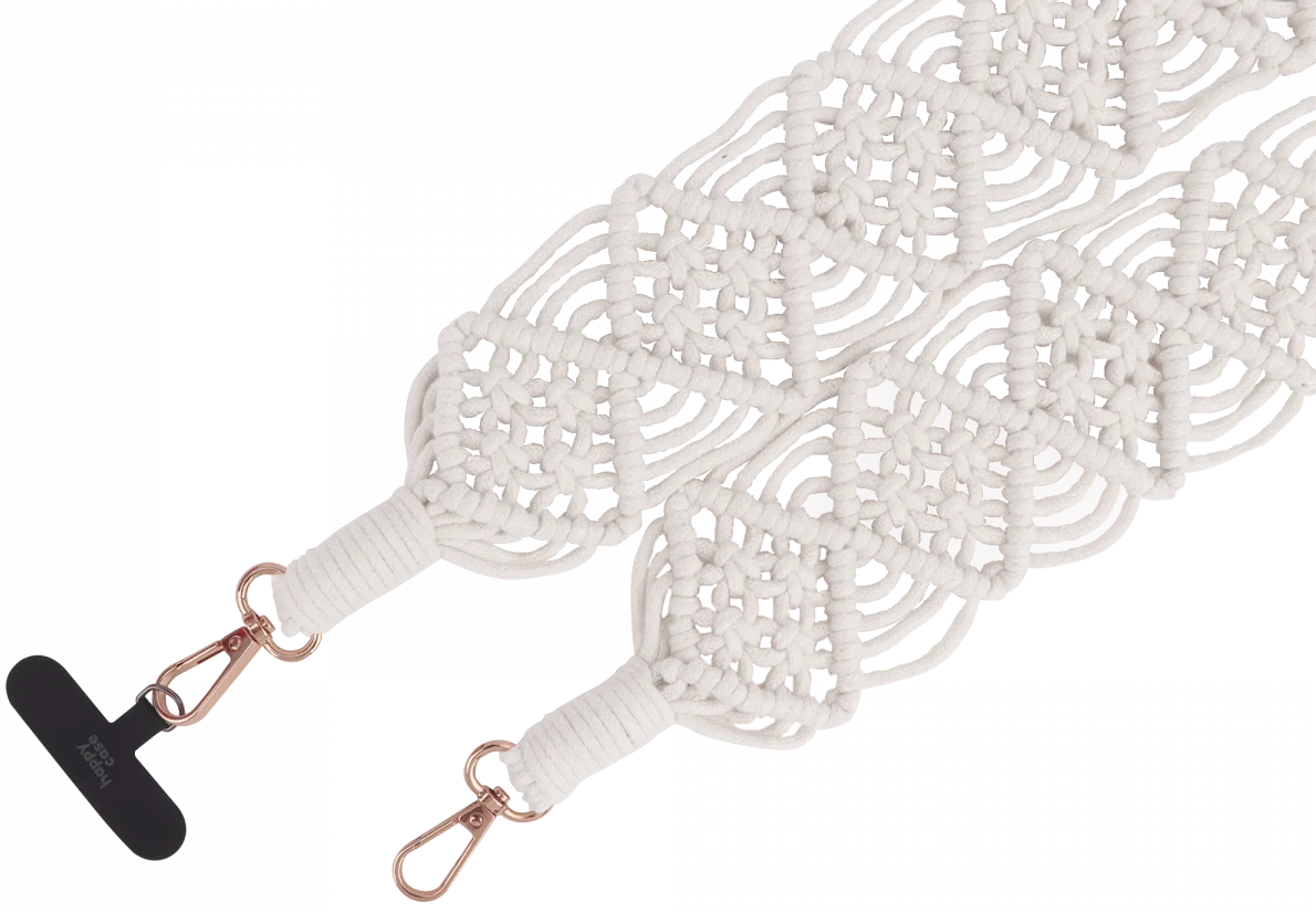 HappyCase Ibiza Universeel Stoffen Crossbody Telefoonkoord (120CM) Wit afbeelding 9