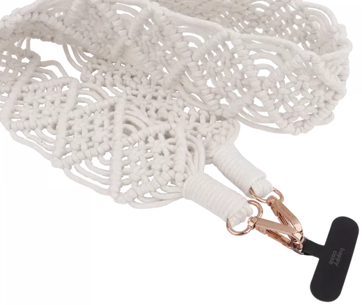 HappyCase Ibiza Universeel Stoffen Crossbody Telefoonkoord (120CM) Wit afbeelding 10