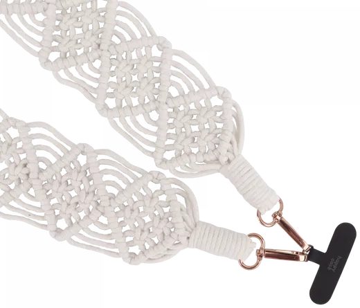 HappyCase Ibiza Universeel Stoffen Crossbody Telefoonkoord (120CM) Wit afbeelding 11