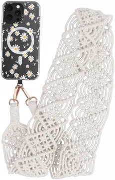 HappyCase Ibiza Universeel Stoffen Crossbody Telefoonkoord (120CM) Wit