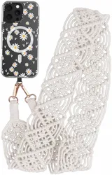 HappyCase Ibiza Universeel Stoffen Crossbody Telefoonkoord (120CM) Wit afbeelding