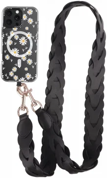 HappyCase Zanzibar Universeel Leren Riem Telefoonkoord (120CM) Zwart