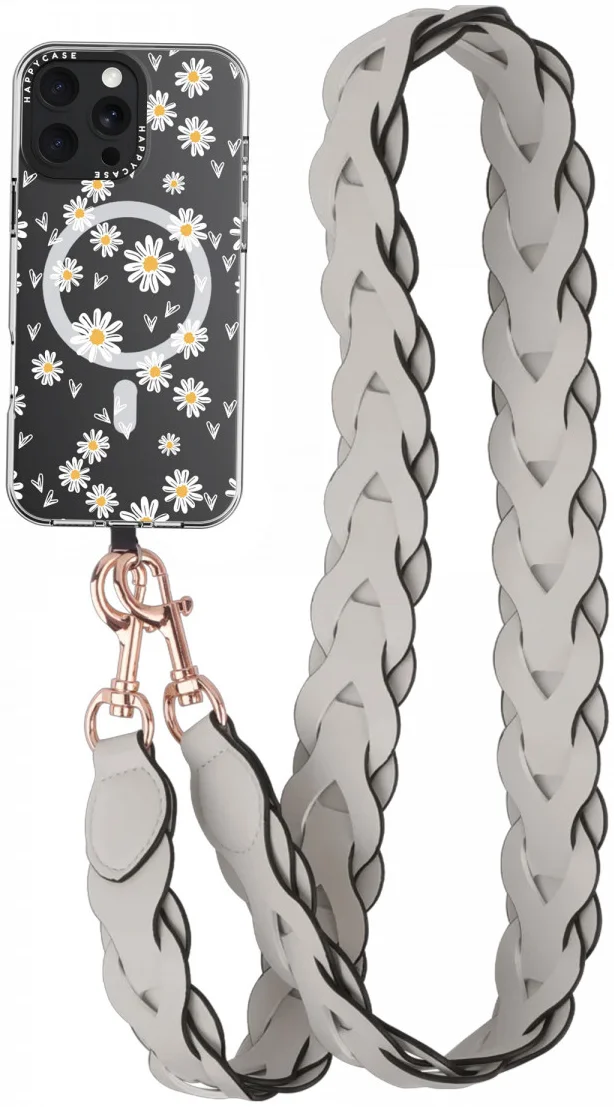 HappyCase Zanzibar Universeel Leren Riem Telefoonkoord (120CM) Beige afbeelding 1