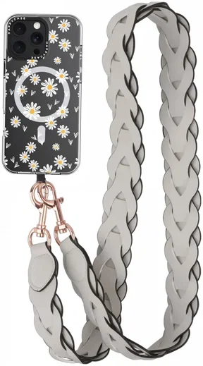 HappyCase Zanzibar Universeel Leren Riem Telefoonkoord (120CM) Beige afbeelding 1