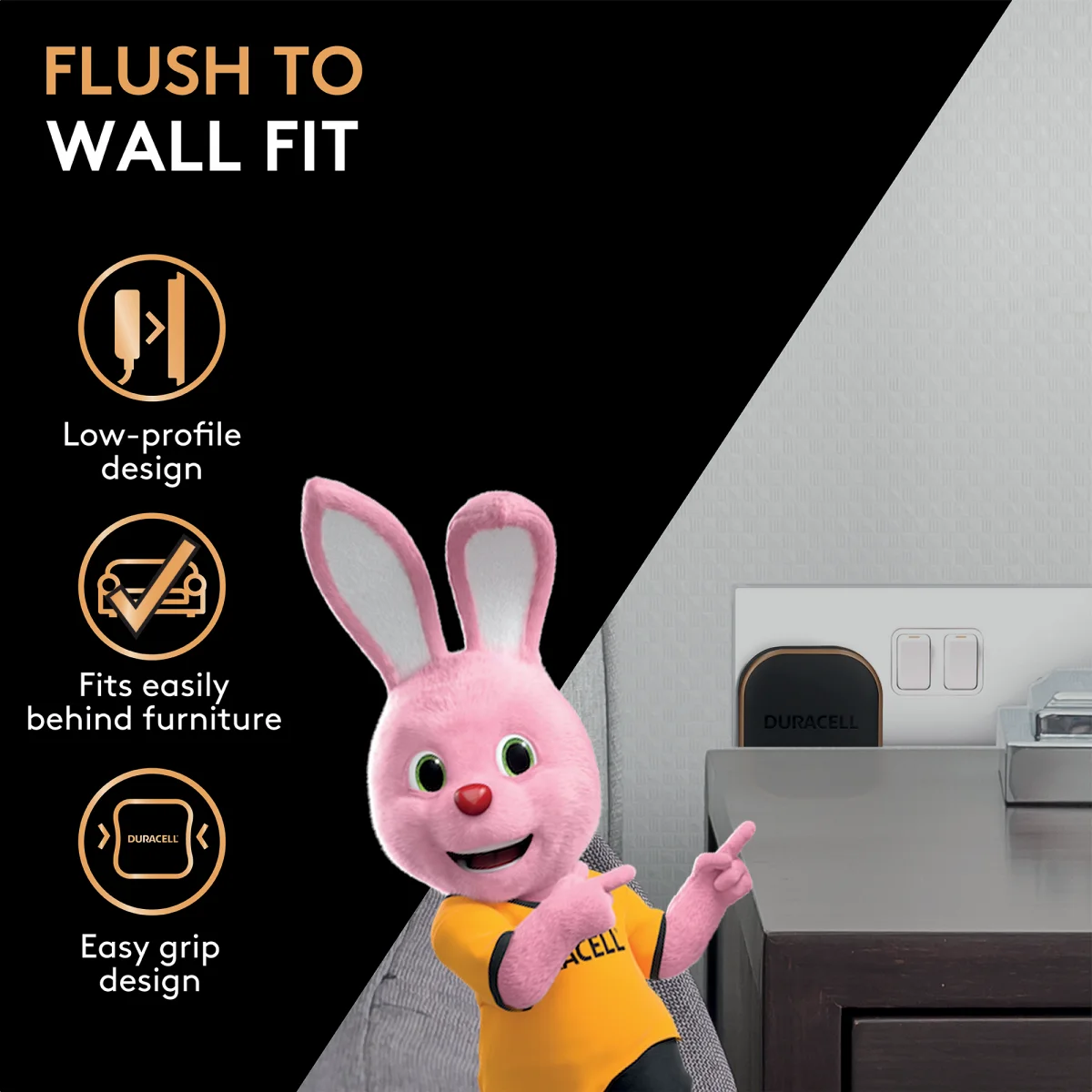 Duracell 12W Wall Fit USB-A Adapter Telefoon/Tablet Oplader 2.4A Zwart afbeelding 4
