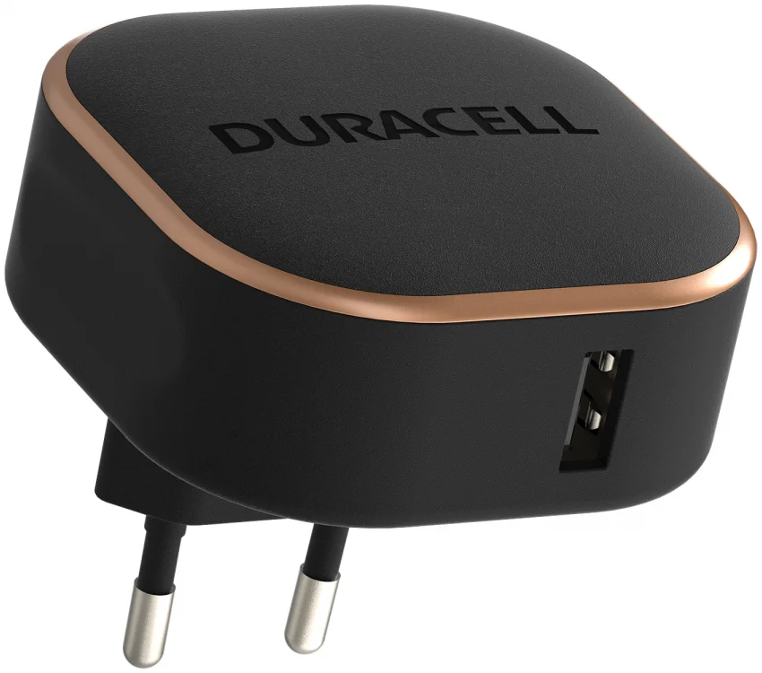 Duracell 12W Wall Fit USB-A Adapter Telefoon/Tablet Oplader 2.4A Zwart afbeelding 1