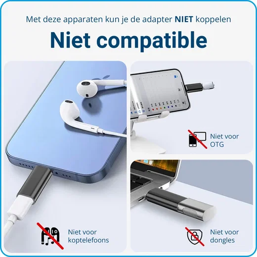 Lightning naar USB - C Adapter 60W voor iPhone 15 / 16 Serie Wit afbeelding 4
