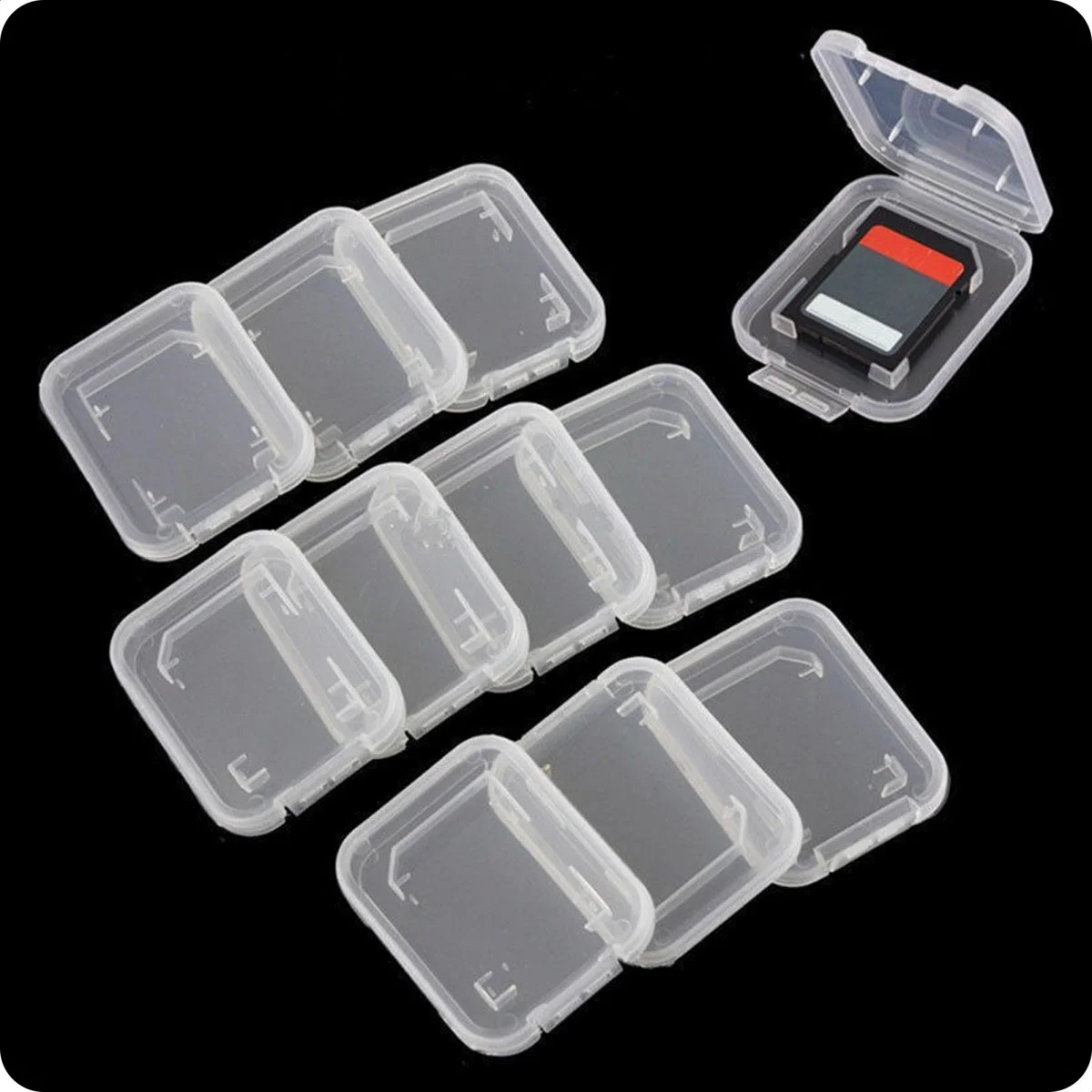 10 Pack Transparante SD Kaart Geheugenkaart Hoes Houder Opberg Box afbeelding 7