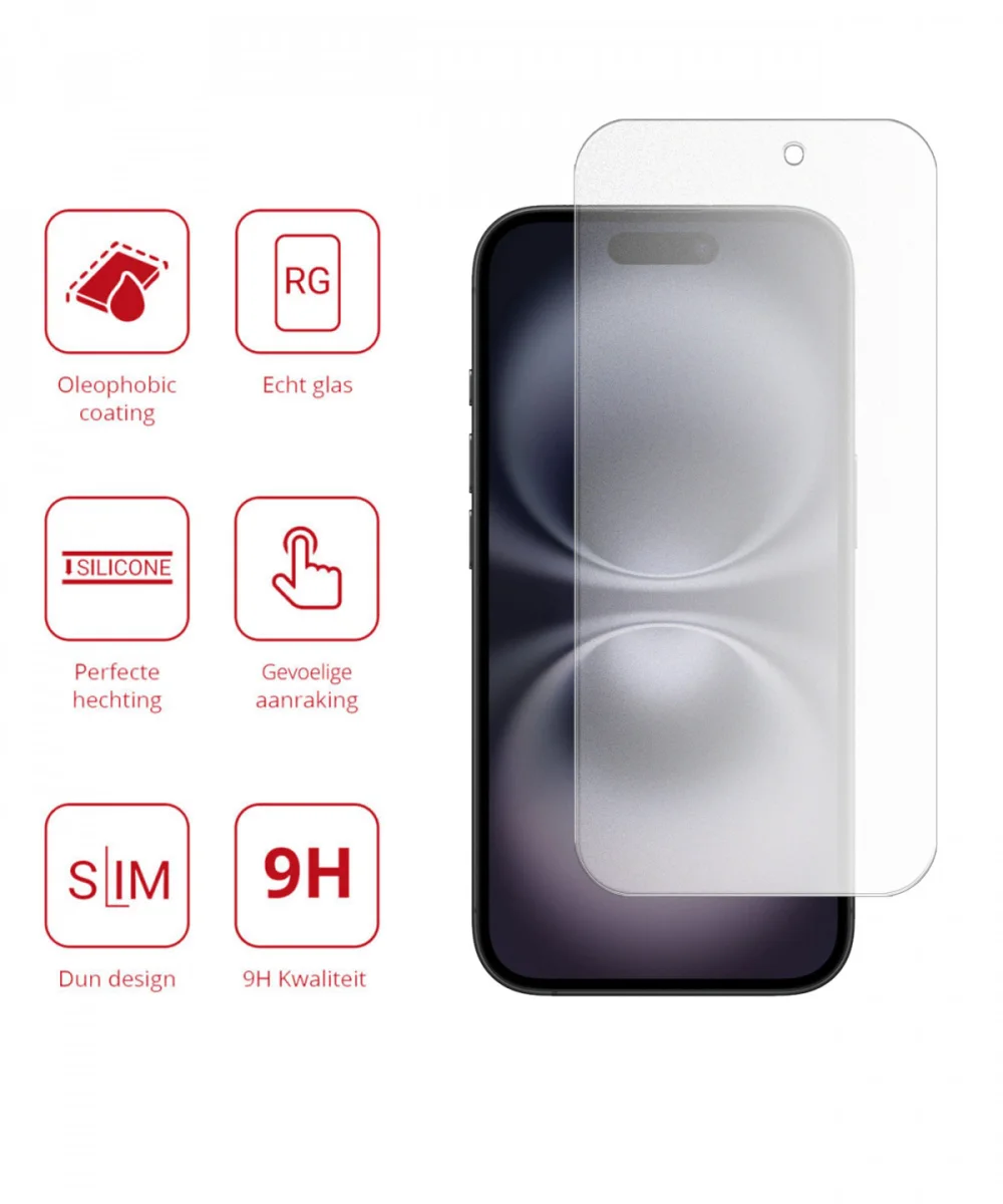Rosso Apple iPhone 16 Tempered Glass Screen Protector Anti-Reflectie afbeelding 3