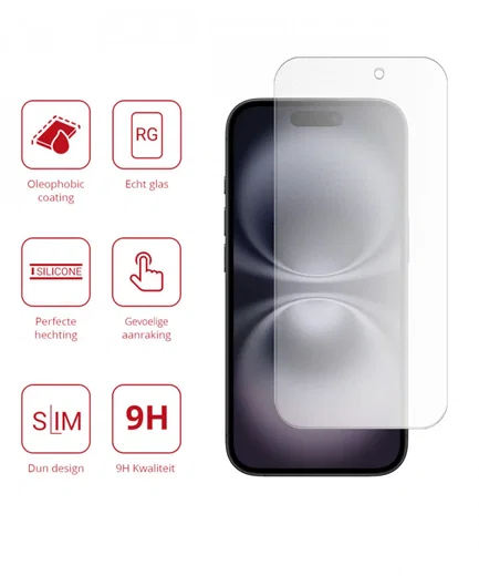 Rosso Apple iPhone 16 Tempered Glass Screen Protector Anti-Reflectie afbeelding 3