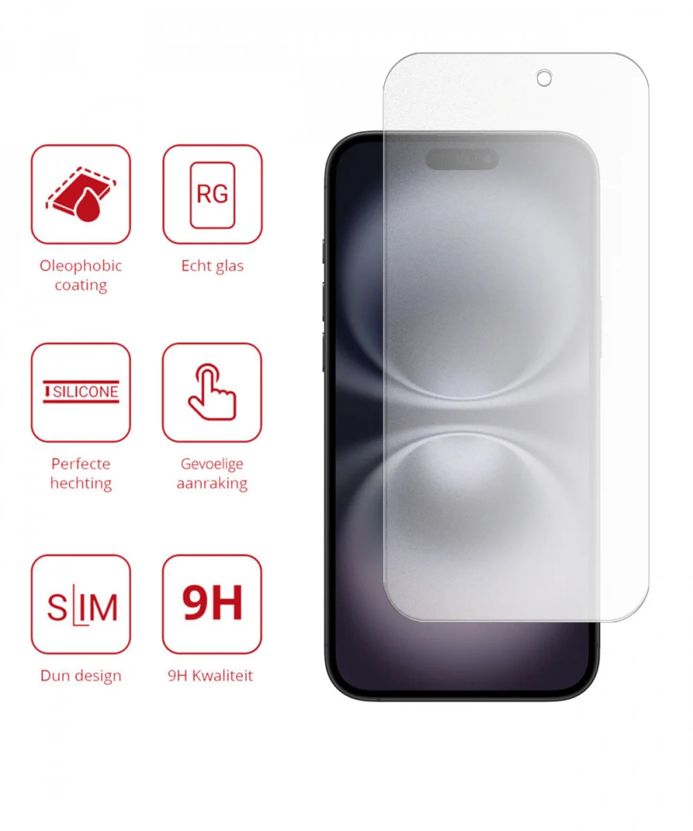 Rosso Apple iPhone 16 Plus Tempered Glass Screen Protector Anti-Reflectie afbeelding 3
