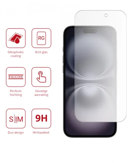 Rosso Apple iPhone 16 Plus Tempered Glass Screen Protector Anti-Reflectie afbeelding 3