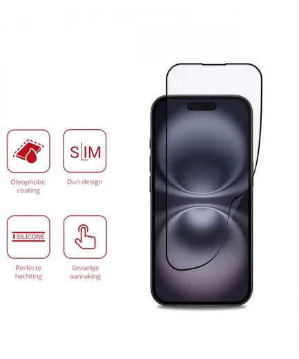 Rosso Apple iPhone 16 Hybrid Glass Screen Protector afbeelding 2