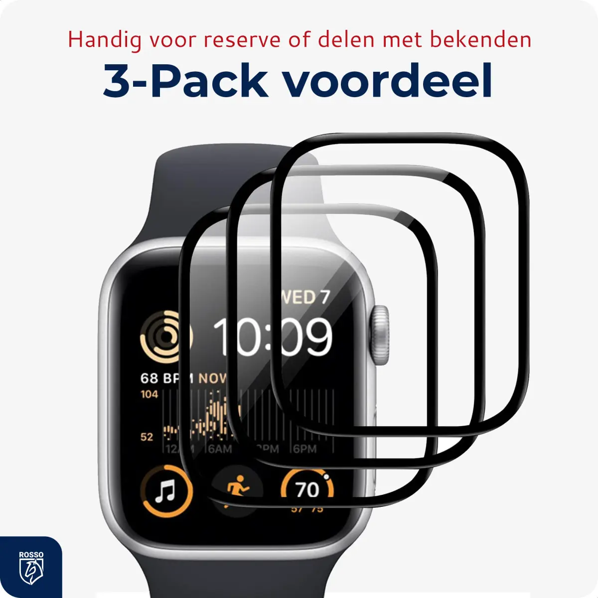 Rosso Apple Watch 4/5/6/SE 44MM Hybrid Glass Screen Protector (3-Pack) afbeelding 3