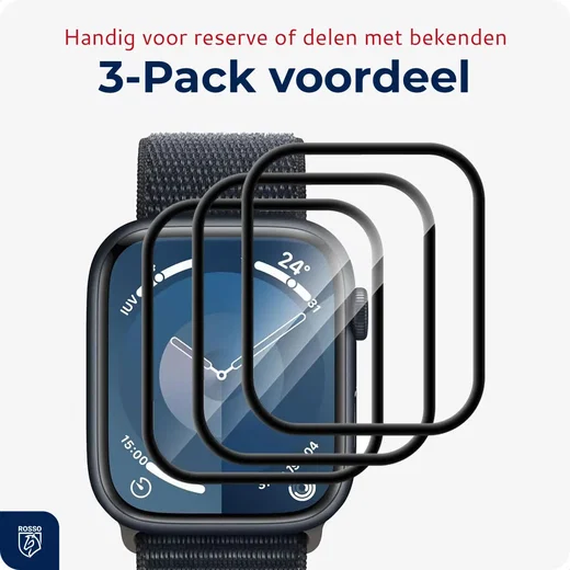 Rosso Apple Watch 45MM Hybrid Glass Screen Protector (3-Pack) afbeelding 3