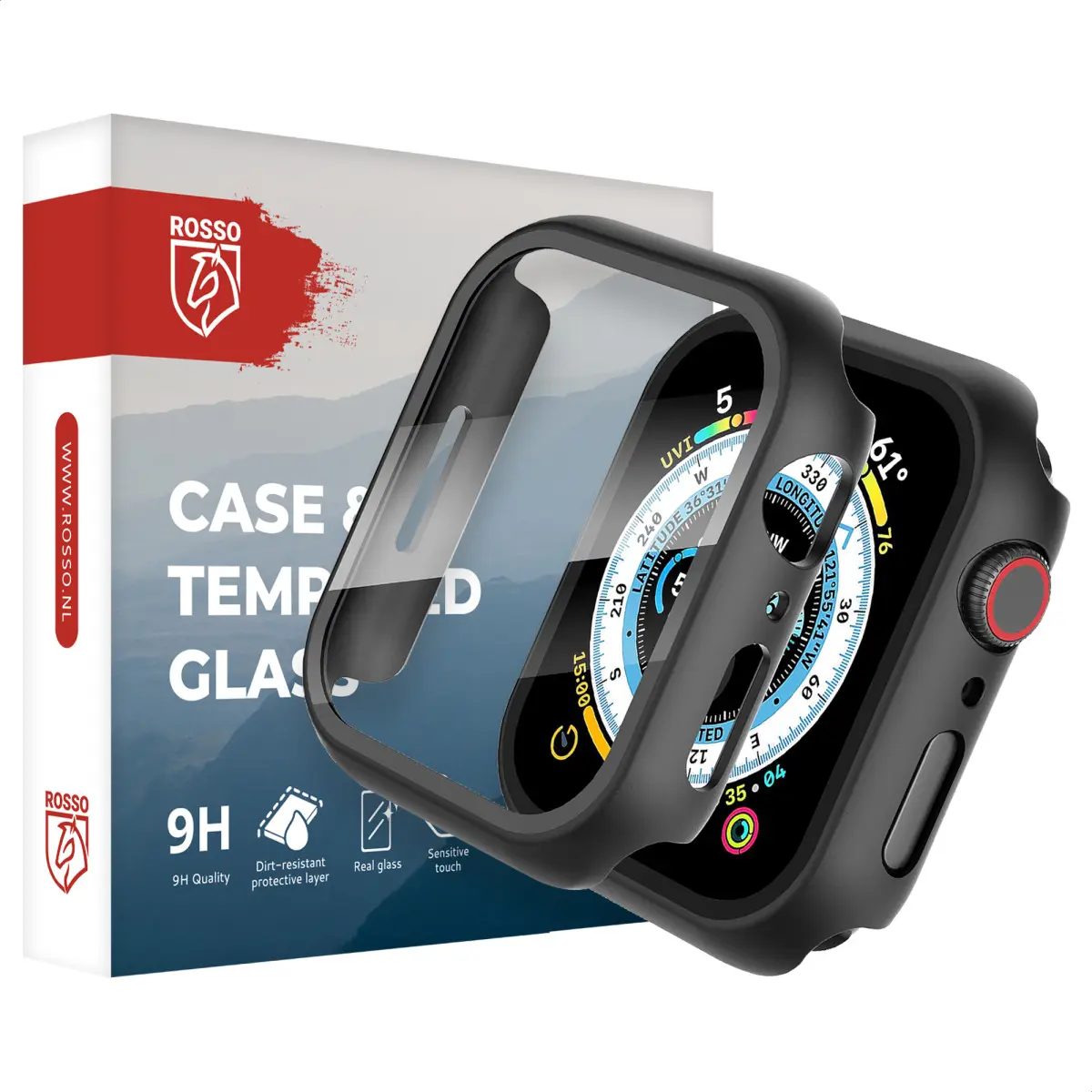 Rosso Apple Watch 4/5/6/SE 40MM Tempered Glass Screen Protector met Hoesje Zwart afbeelding 1