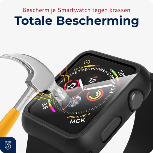 Rosso Apple Watch 11 / 10 42MM Tempered Glass Screen Protector met Hoesje Zwart afbeelding 3