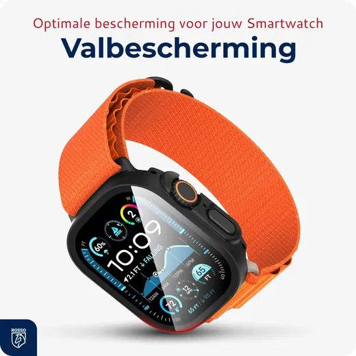 Rosso Apple Watch Ultra 3/2/1 Tempered Glass Screen Protector met Hoesje Zwart afbeelding 3