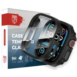 Rosso Apple Watch Ultra 3/2/1 Tempered Glass Screen Protector met Hoesje Zwart afbeelding