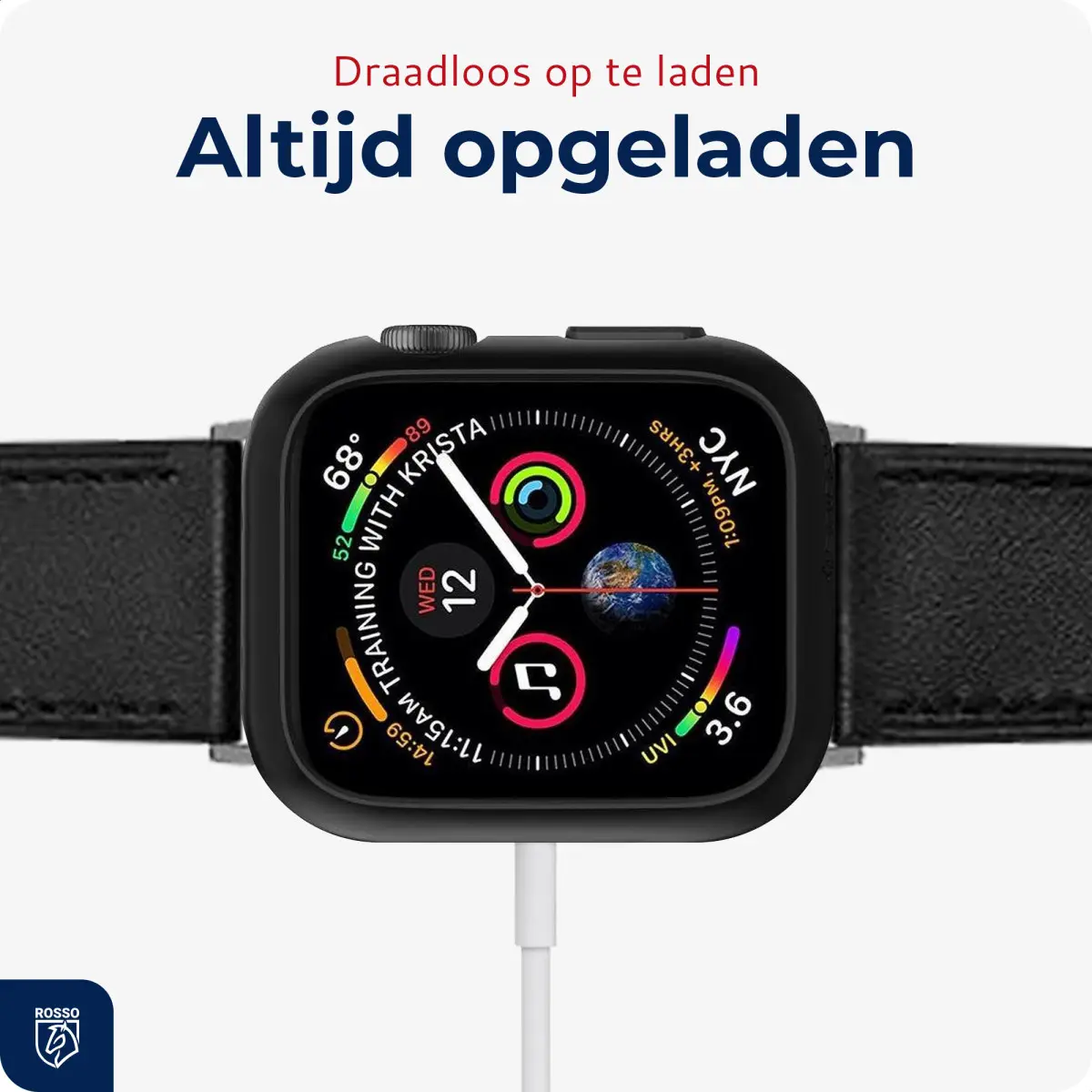 Rosso Apple Watch Ultra 3/2/1 Tempered Glass Screen Protector met Hoesje Zwart afbeelding 5