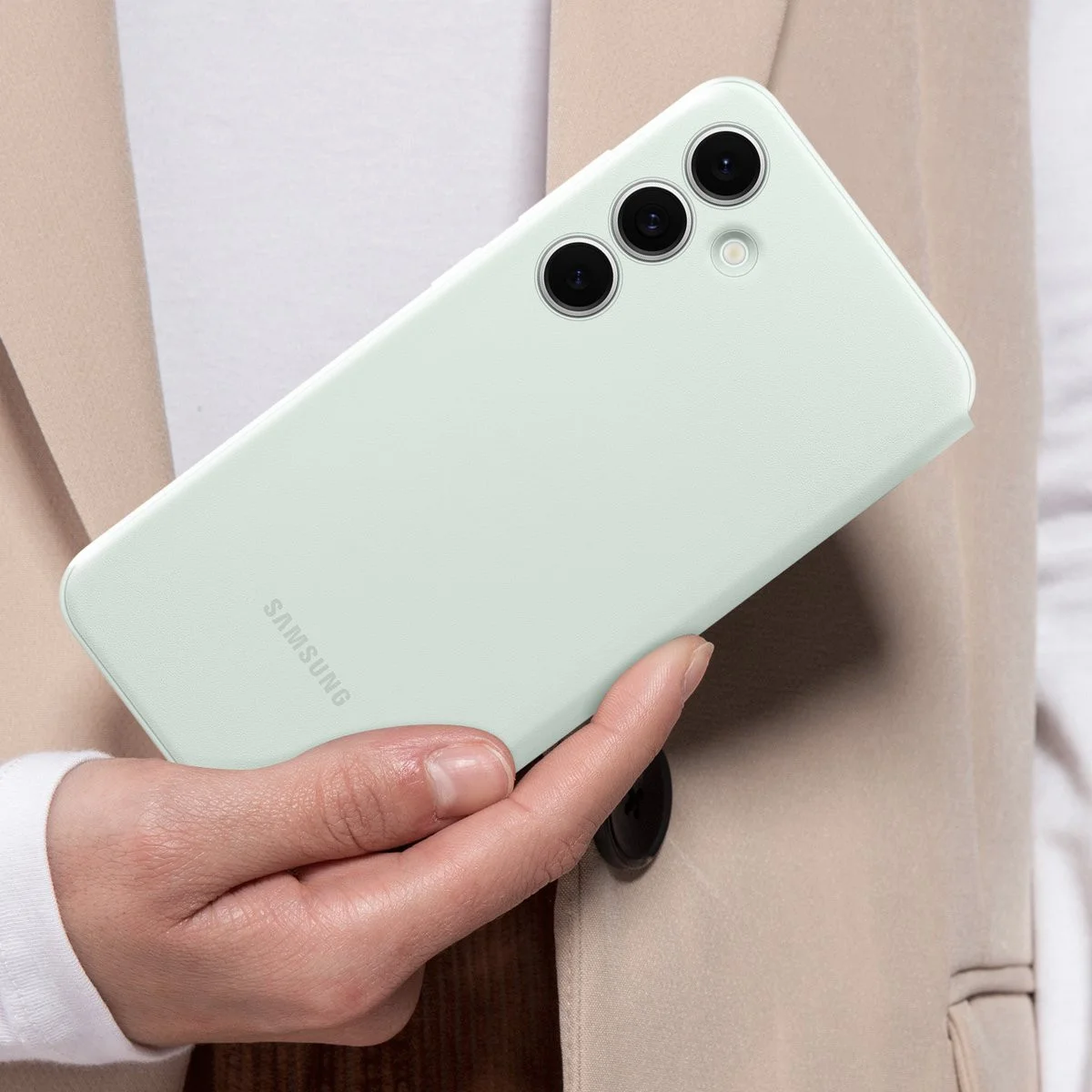 Origineel Samsung Galaxy S24 FE Hoesje Smart View Wallet Case Mint Groen afbeelding 7