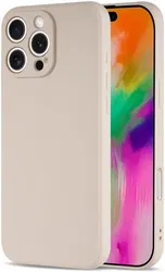 Apple iPhone 16 Pro Hoesje met Camera Bescherming Dun TPU Back Cover Beige afbeelding