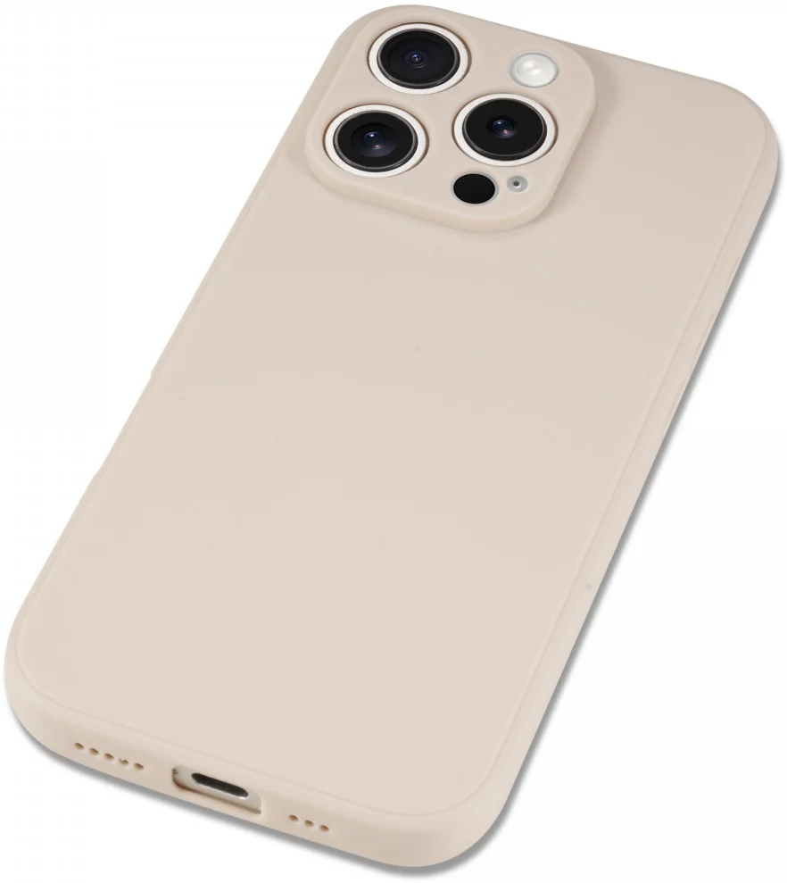 Apple iPhone 16 Pro Hoesje met Camera Bescherming Dun TPU Back Cover Beige afbeelding 2