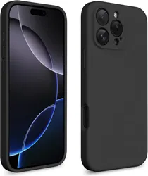 Apple iPhone 16 Pro Max Hoesje met Camera Bescherming Dun TPU Back Cover Zwart afbeelding