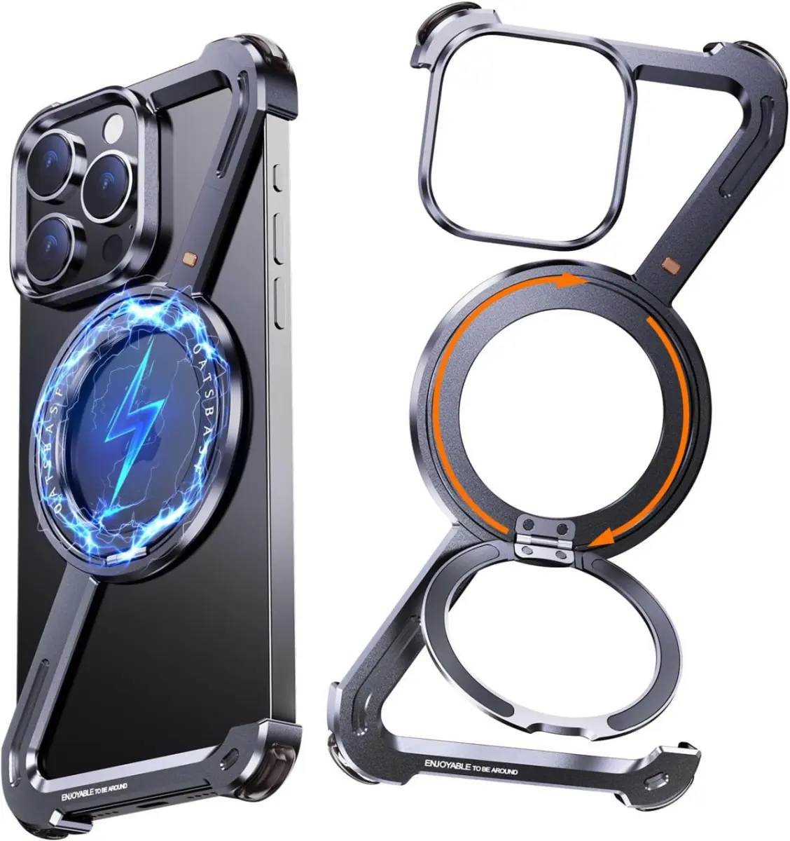 Apple iPhone 16 Pro Max Hoesje Metal Corner Frame Case MagSafe Zwart afbeelding 1