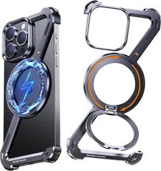 Apple iPhone 16 Pro Max Hoesje Metal Corner Frame Case MagSafe Zwart afbeelding