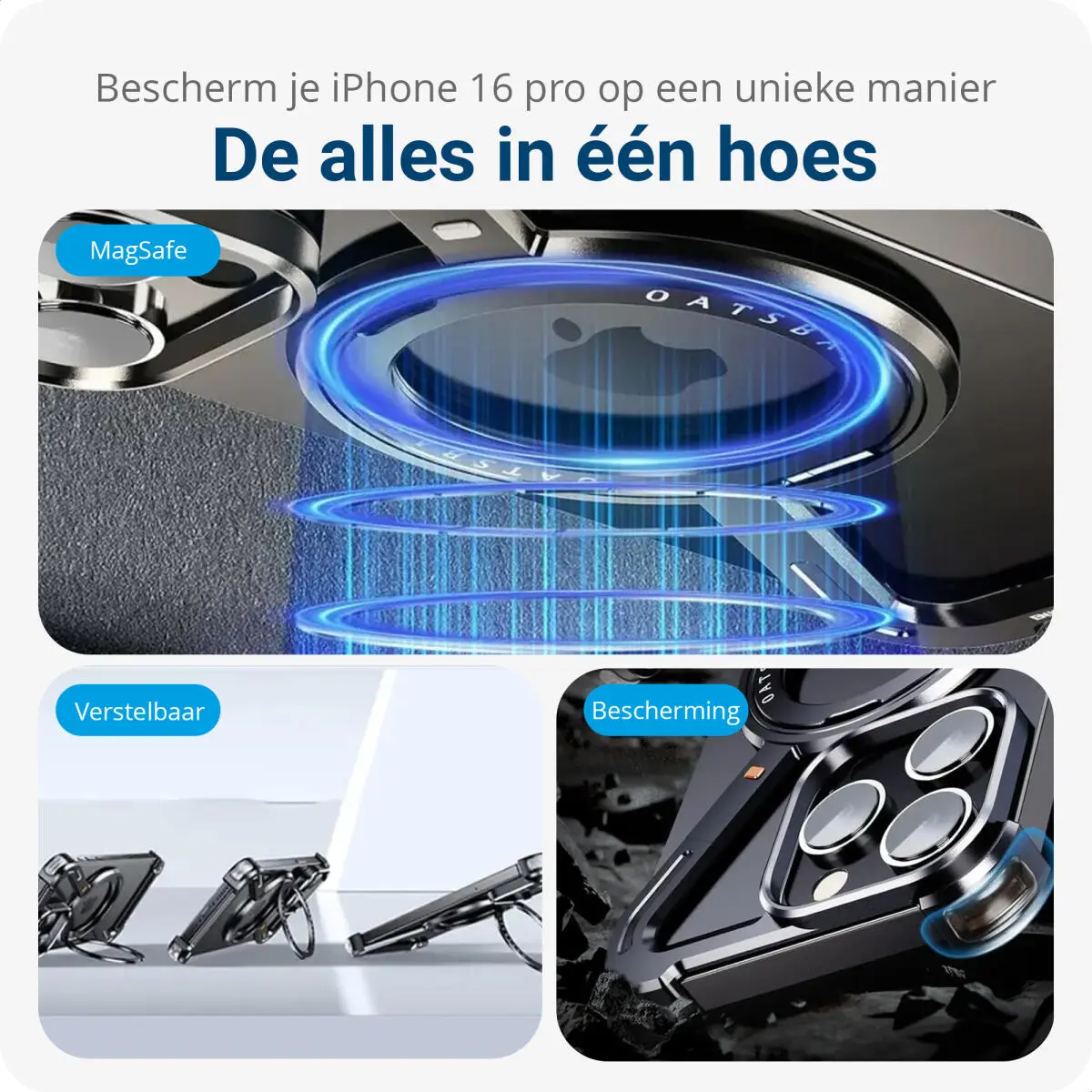 Apple iPhone 16 Pro Max Hoesje Metal Corner Frame Case MagSafe Zwart afbeelding 2