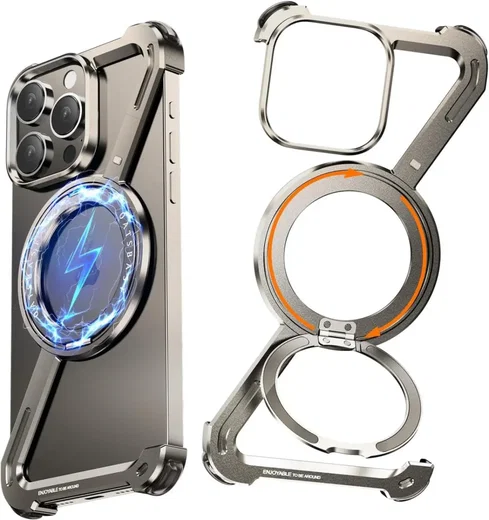Apple iPhone 16 Pro Hoesje Metal Corner Frame Case MagSafe Titanium afbeelding 1